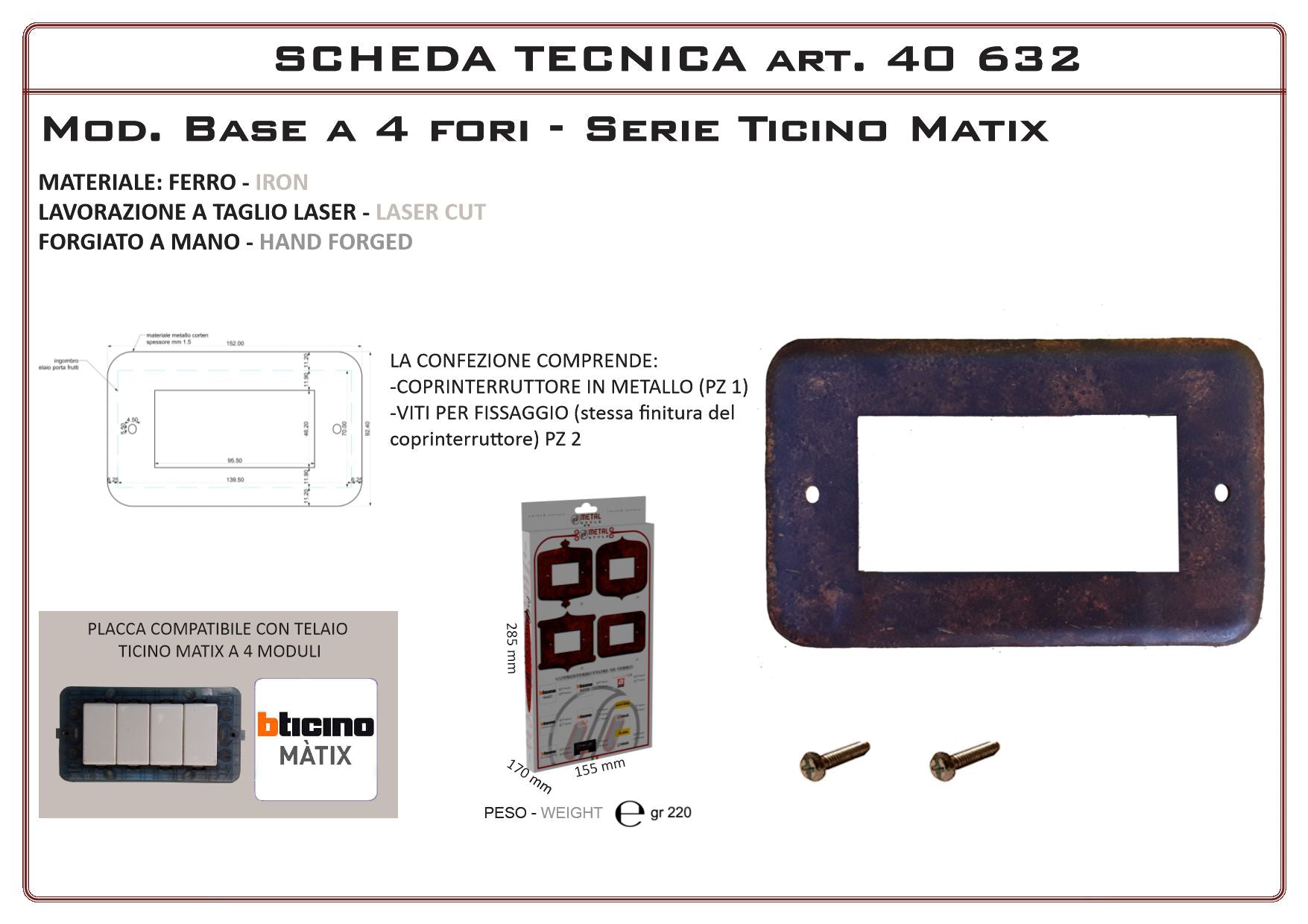 Coprinterruttore Modello Base | Switch Cover Base Model