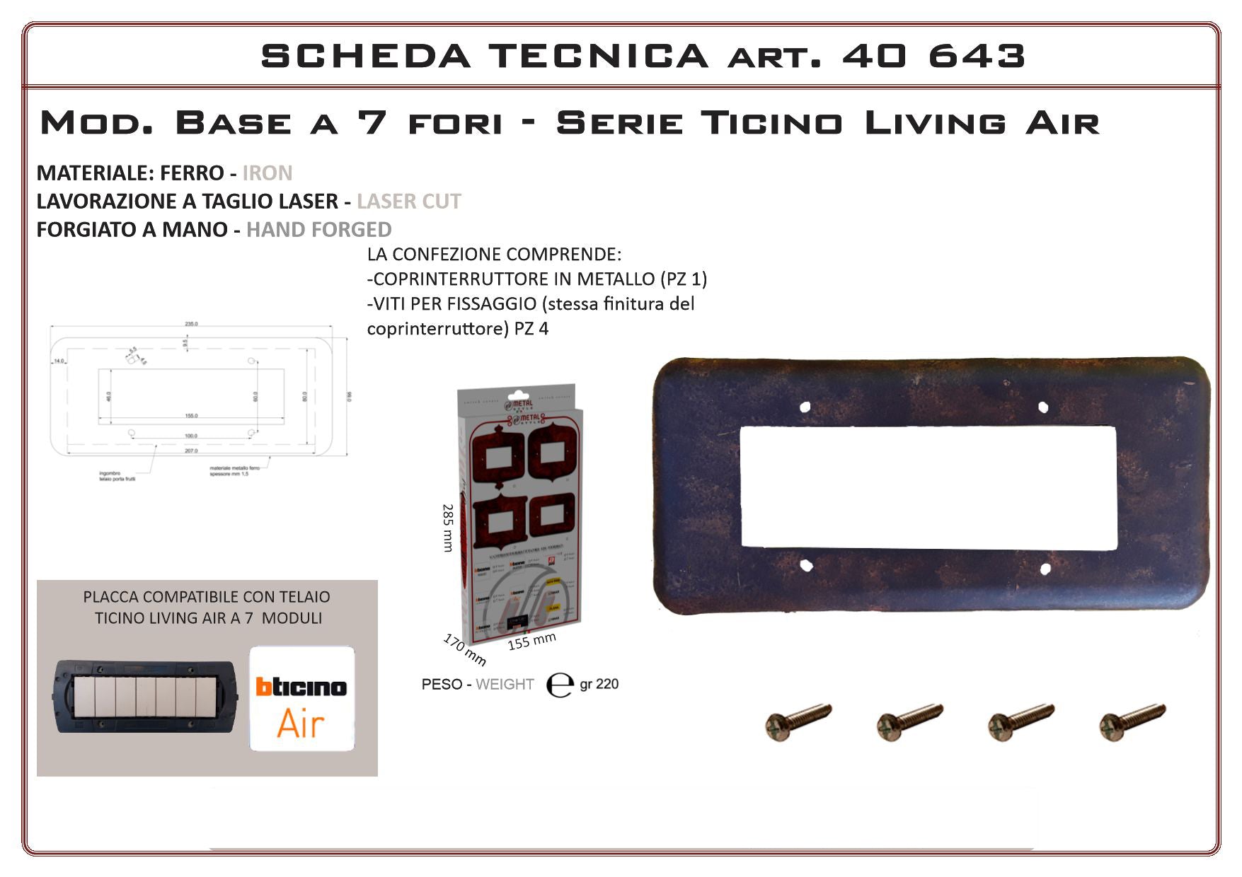 Coprinterruttore Modello Base | Switch Cover Base Model