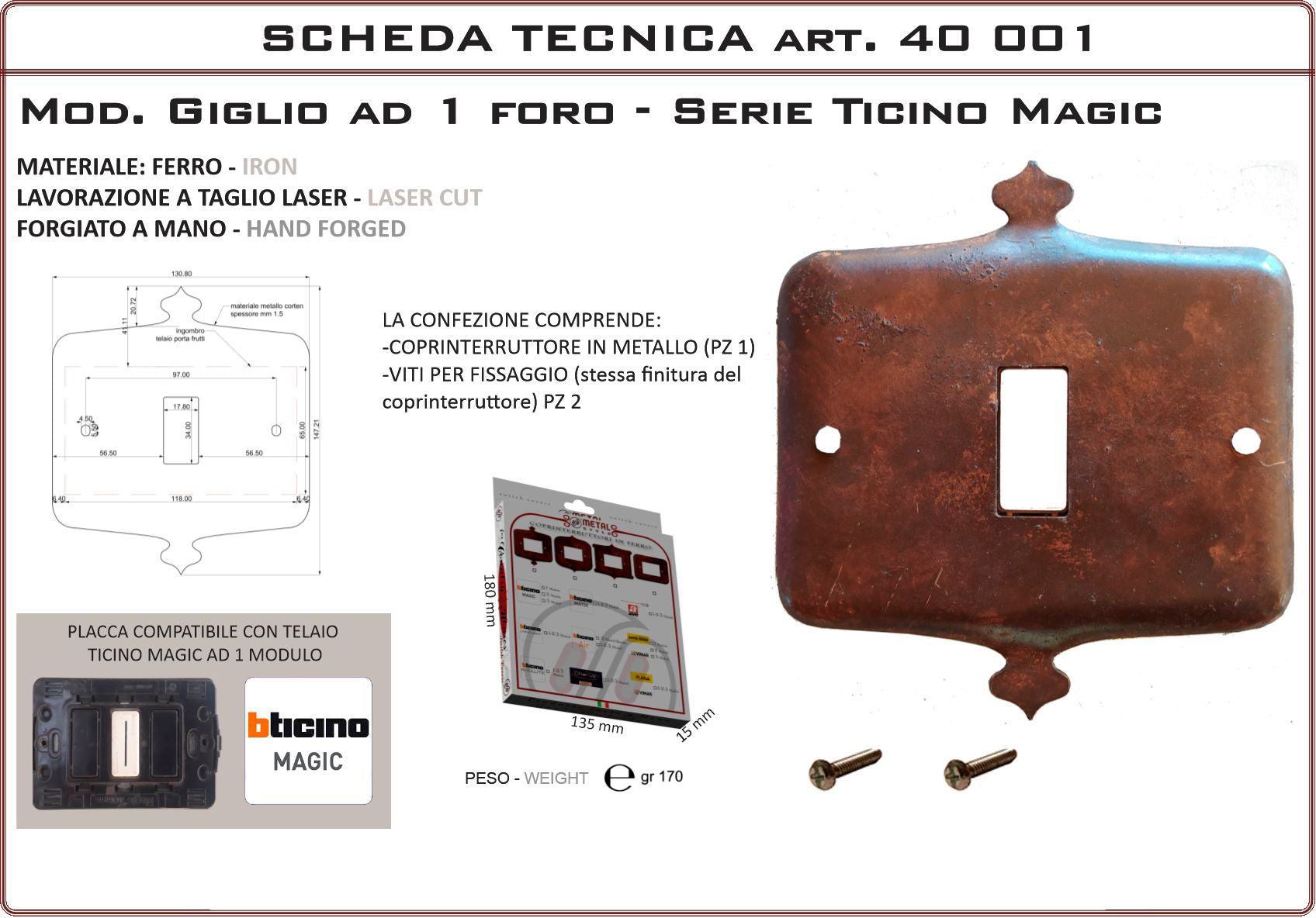 Coprinterruttore Modello Giglio | Switch Cover Giglio Model
