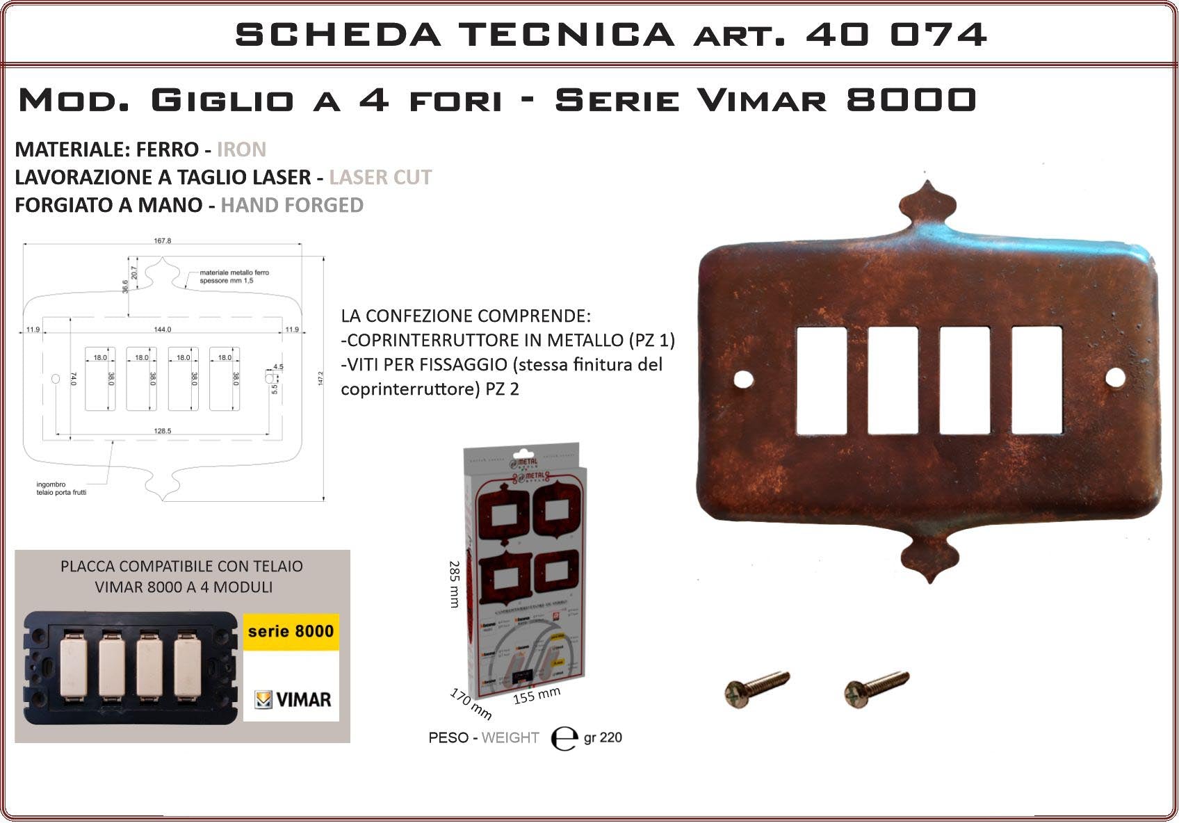 Coprinterruttore Modello Giglio | Switch Cover Giglio Model