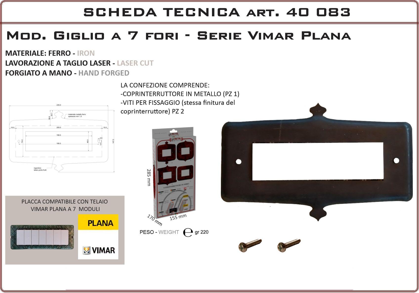 Coprinterruttore Modello Giglio | Switch Cover Giglio Model