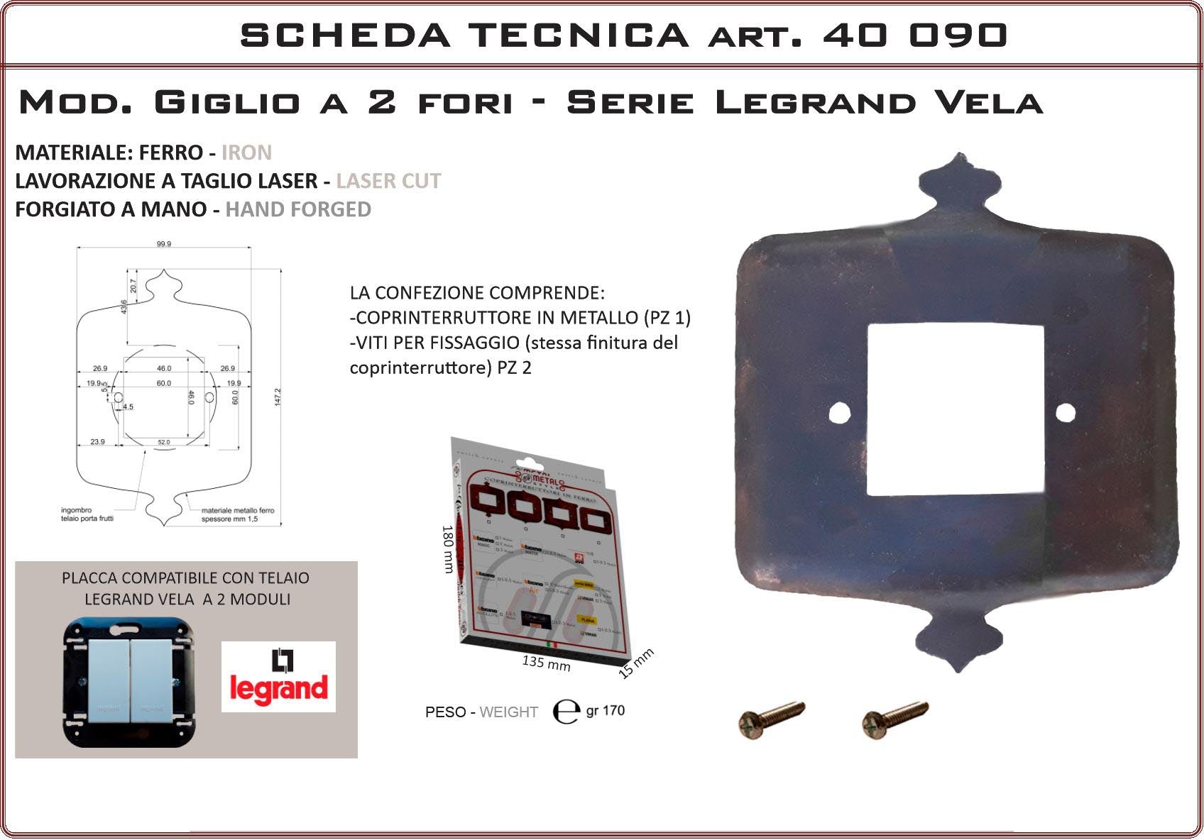 Coprinterruttore Modello Giglio | Switch Cover Giglio Model
