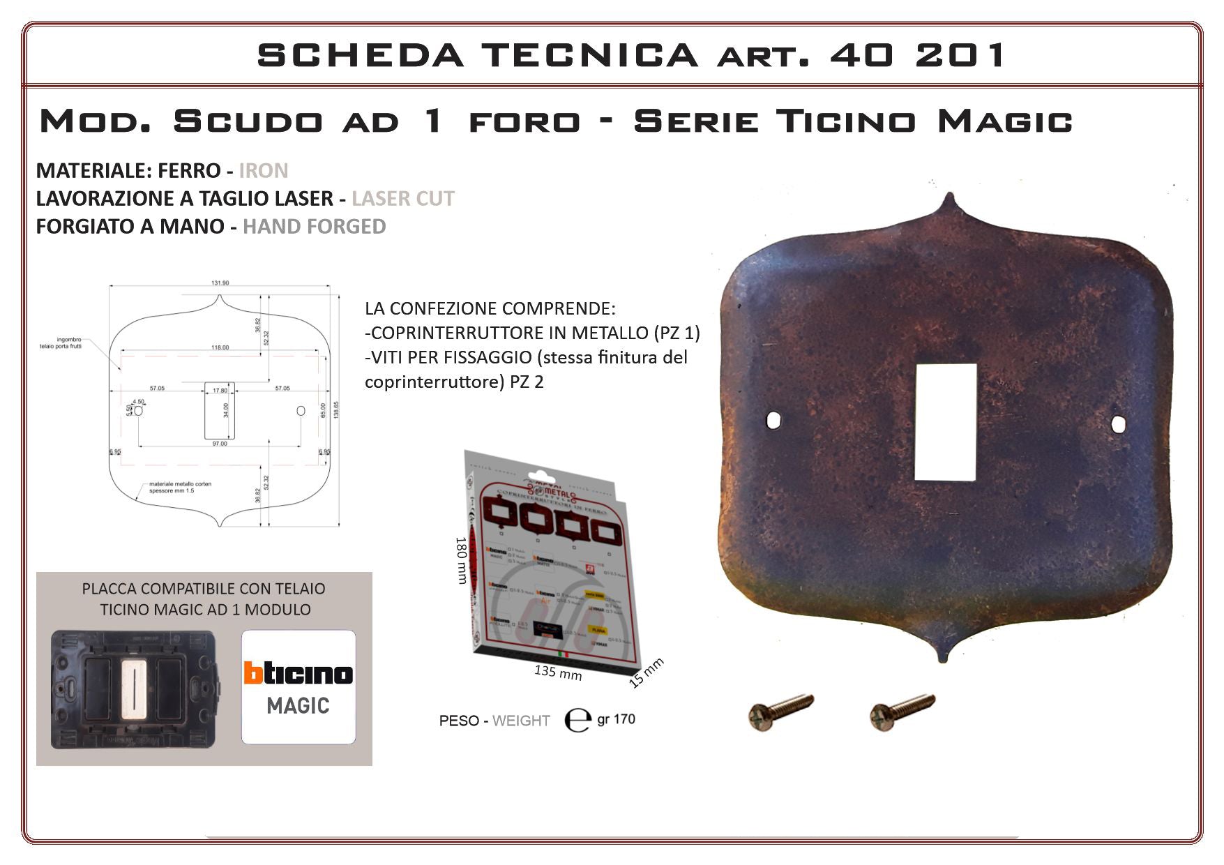 Coprinterruttore Modello Scudo | Switch Cover Scudo Model