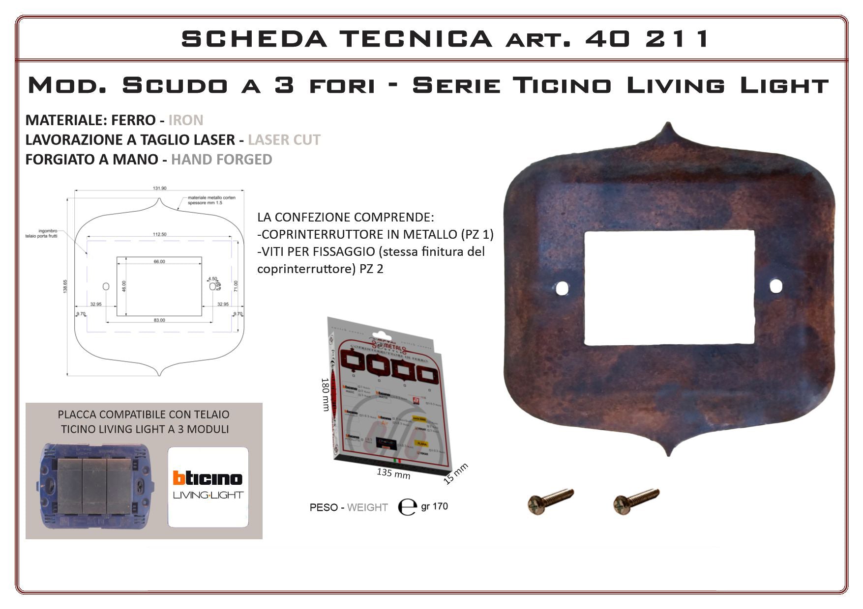 Coprinterruttore Modello Scudo | Switch Cover Scudo Model