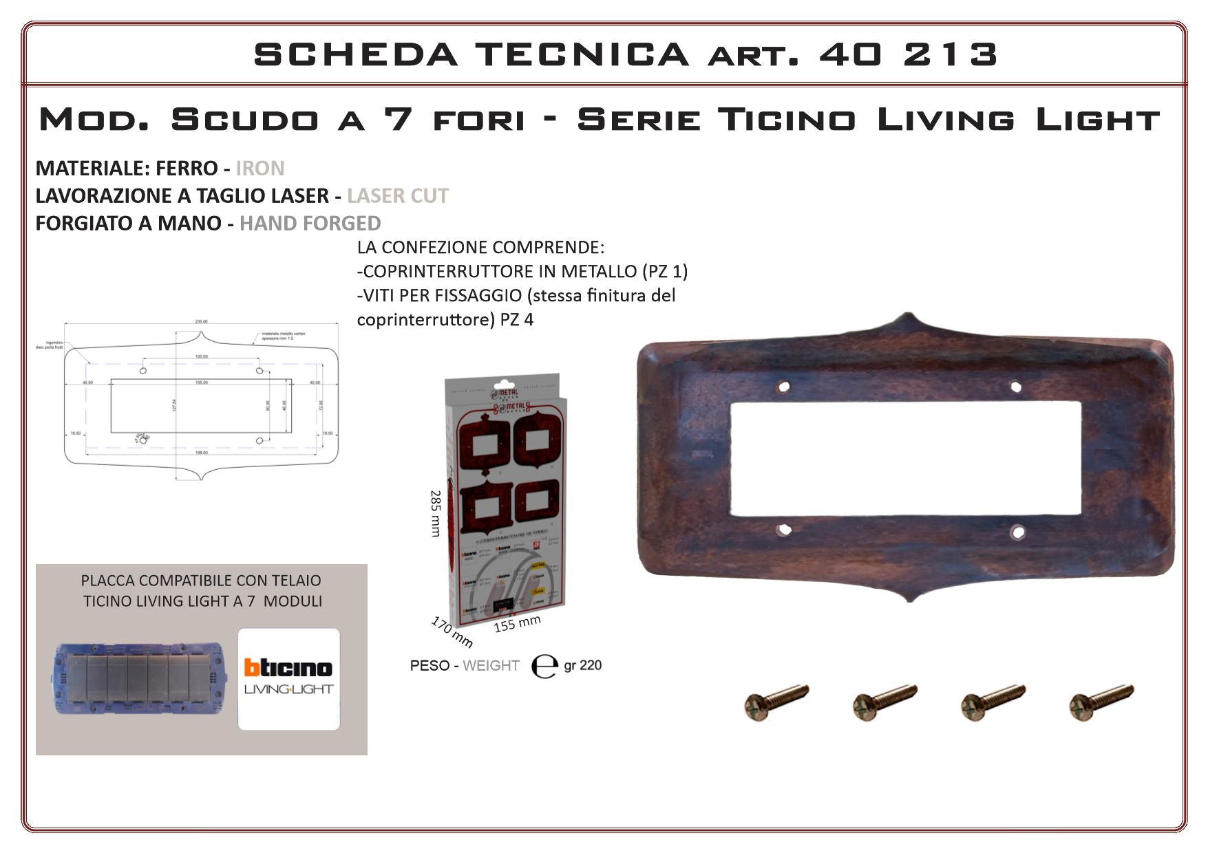 Coprinterruttore Modello Scudo | Switch Cover Scudo Model
