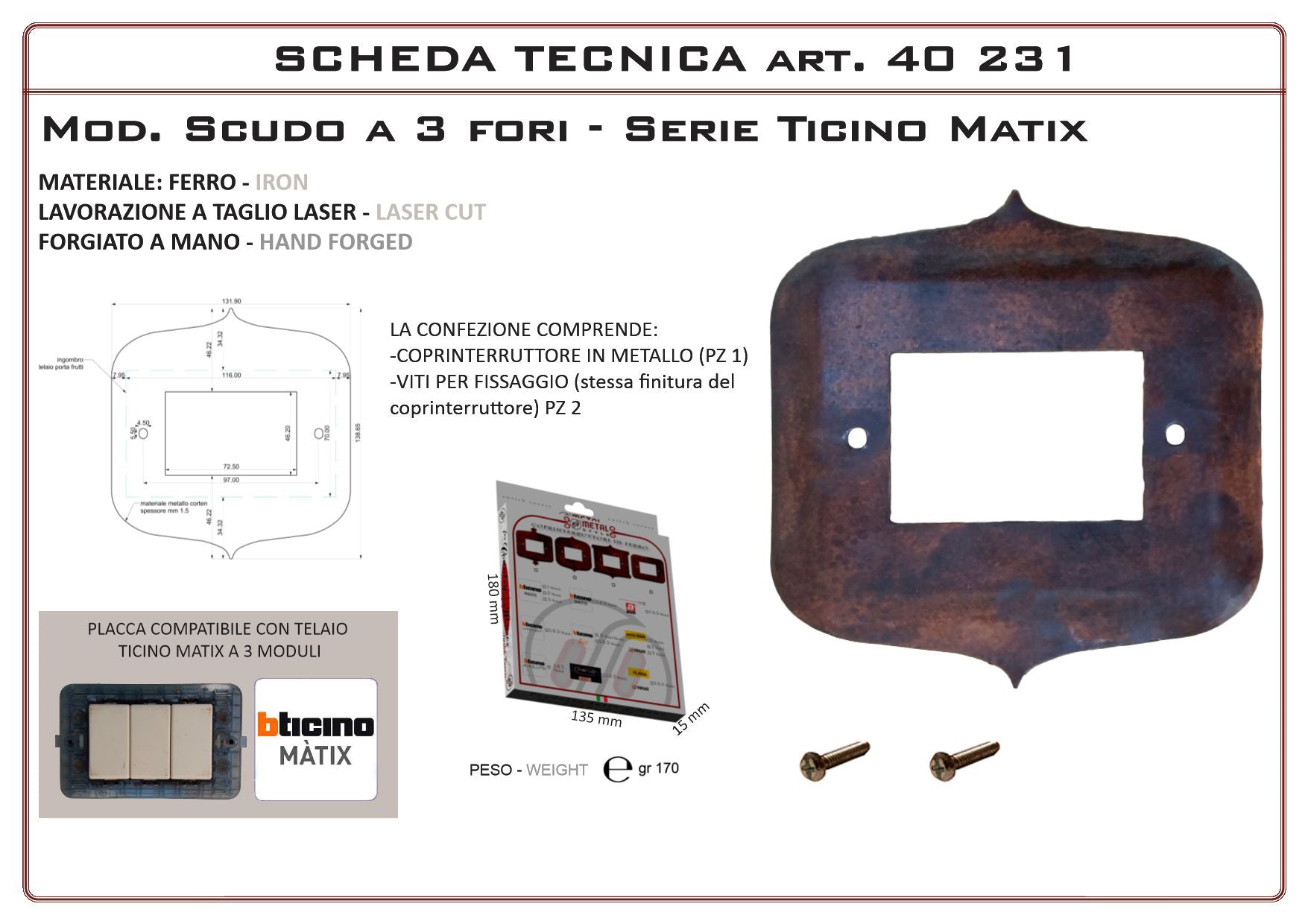 Coprinterruttore Modello Scudo | Switch Cover Scudo Model