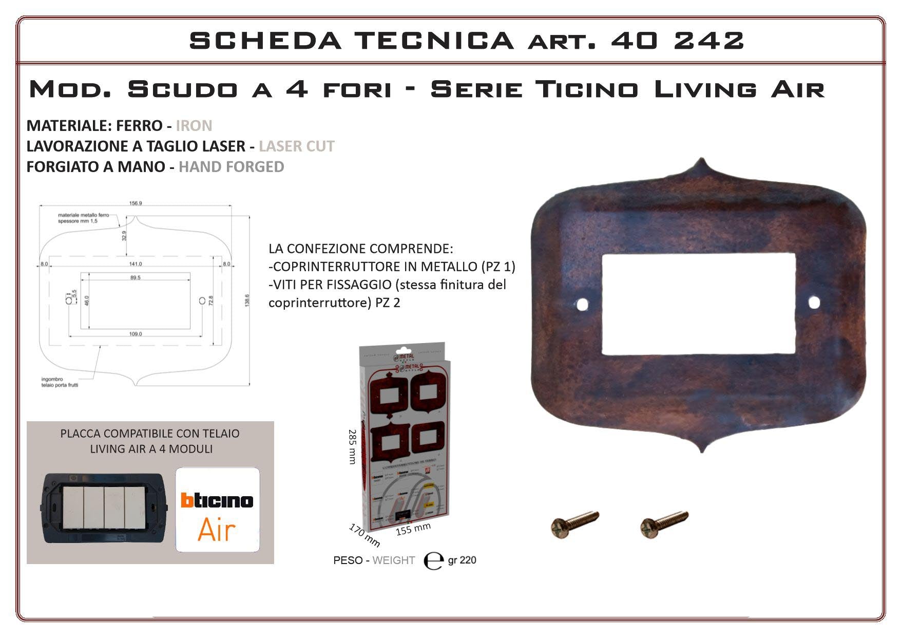 Coprinterruttore Modello Scudo | Switch Cover Scudo Model