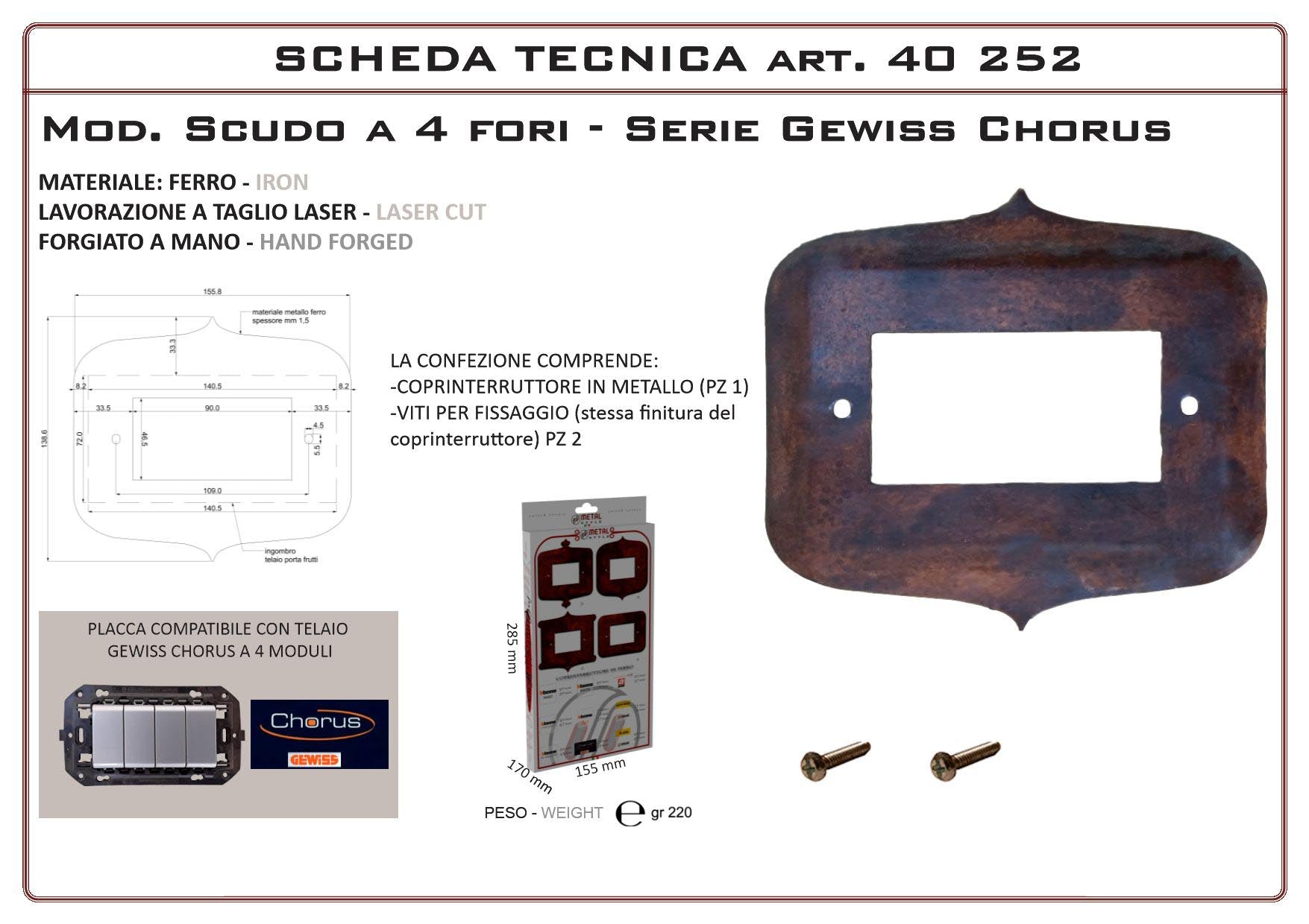 Coprinterruttore Modello Scudo | Switch Cover Scudo Model