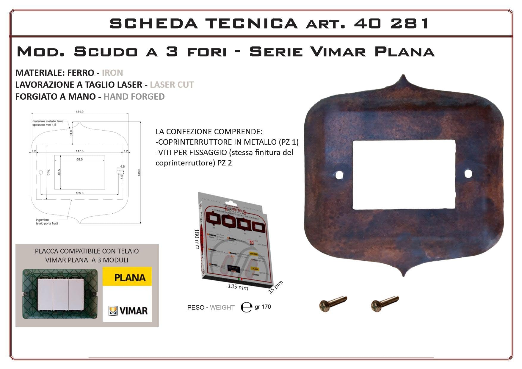 Coprinterruttore Modello Scudo | Switch Cover Scudo Model