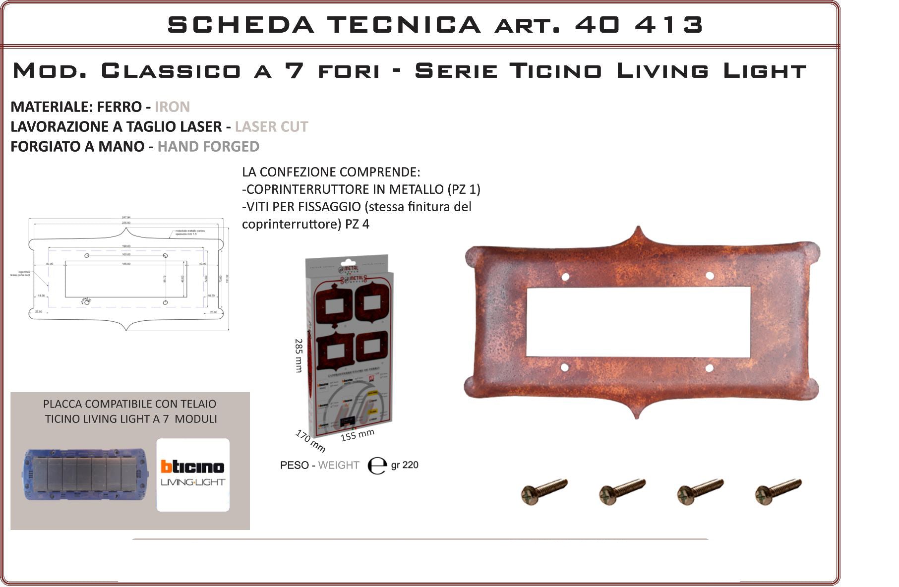 Coprinterruttore Modello Classico | Switch Cover Classico Model