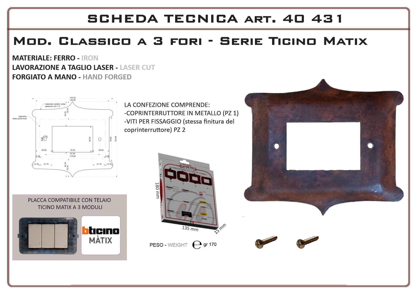 Coprinterruttore Modello Classico | Switch Cover Classico Model