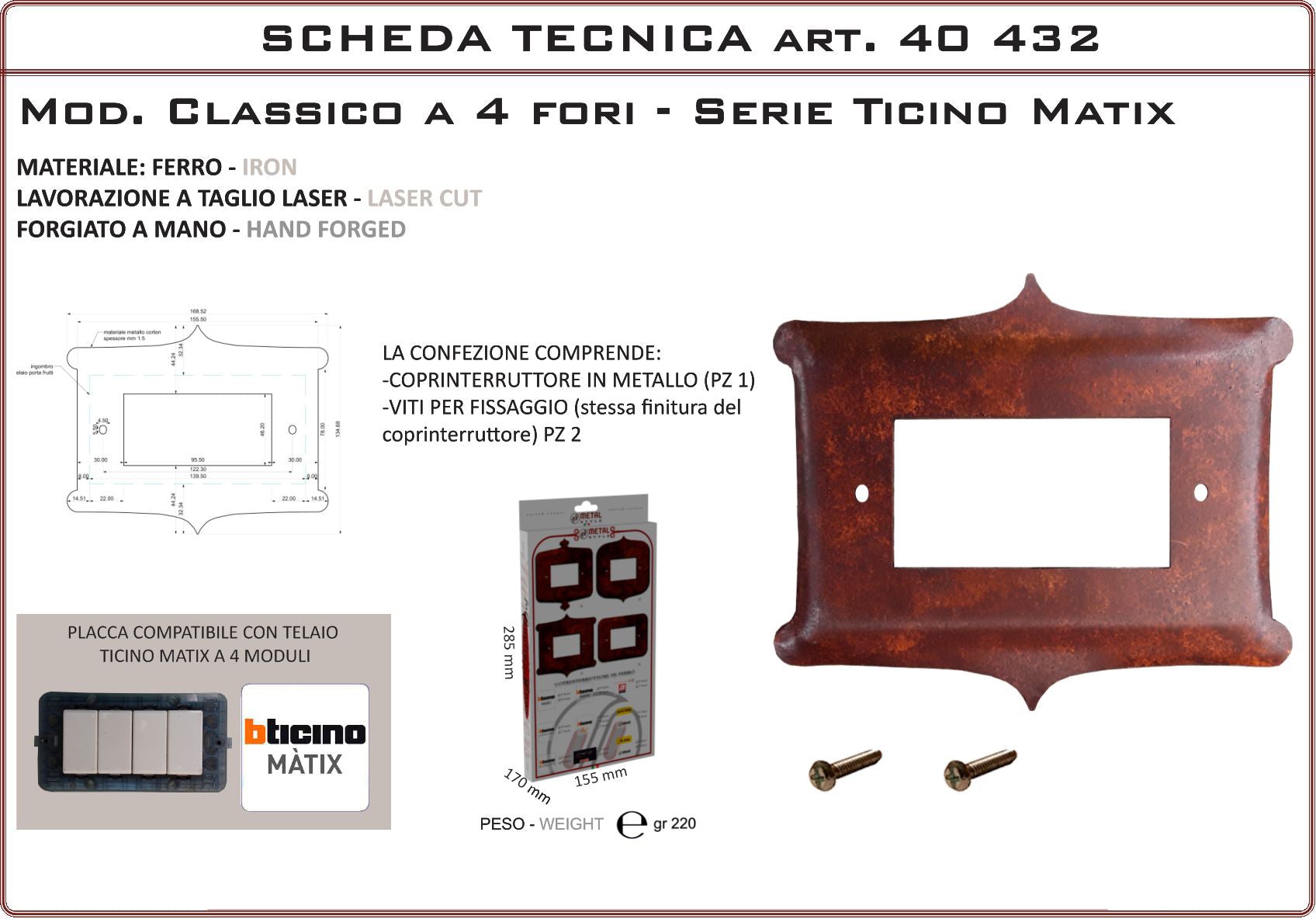 Coprinterruttore Modello Classico | Switch Cover Classico Model