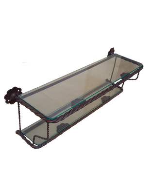 Mensola con telaio in ferro forgiato e piani in vetro 3060 | Shelf with iron frame and glass shelves 3060